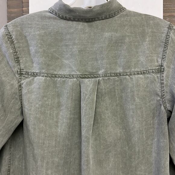 Old Navy Sage Long Sleeve 1/2 Button Down Pullover Rounded Hem Shirt Dress- Sm/T - Picture 9 of 16